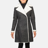 Women Black  Shearling Coat – A stylish blend of luxury, warmth, and timeless design.